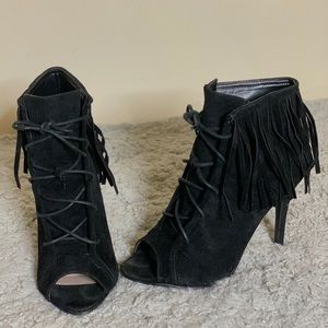 Peek a boo boot heels
